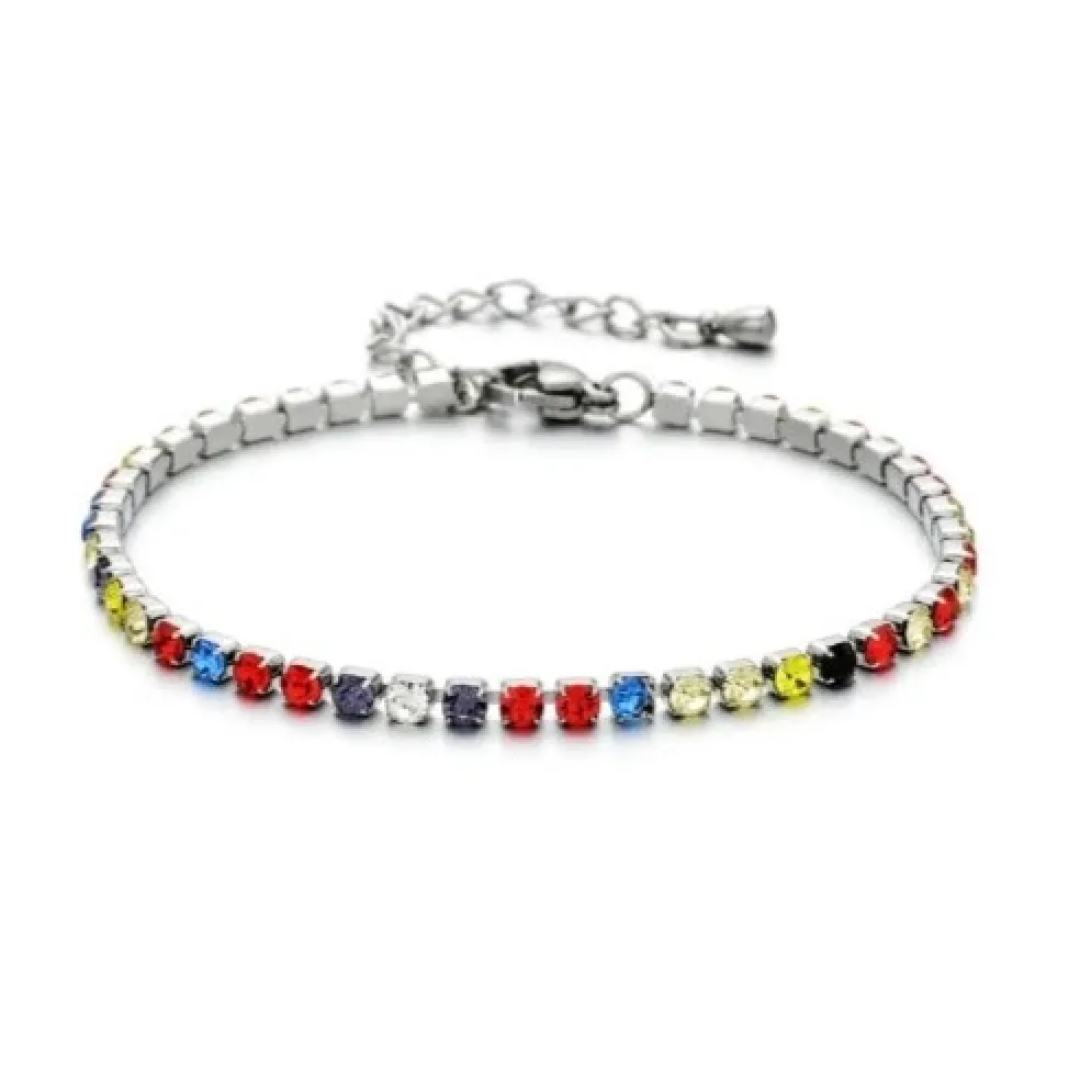 Anna K Jewelry - Armband Tennis 0,3 Stål Rainbow