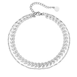 Anna K Jewelry - Fotlänk Blad DBL Stål