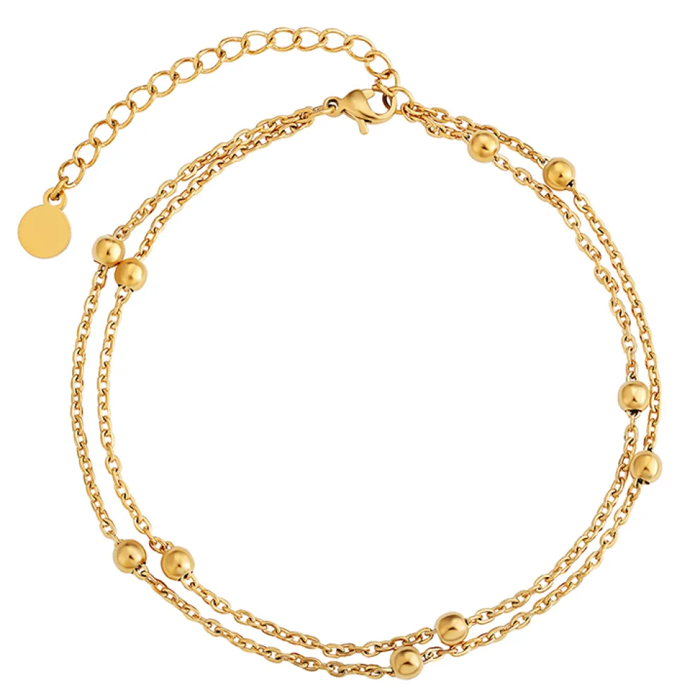 Anna K Jewelry - Fotlänk DBL Kulor Guld