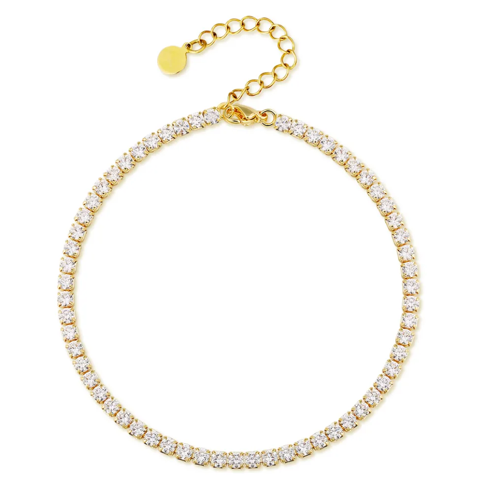 Anna K Jewelry - Fotlänk Kristall Tennis Guld