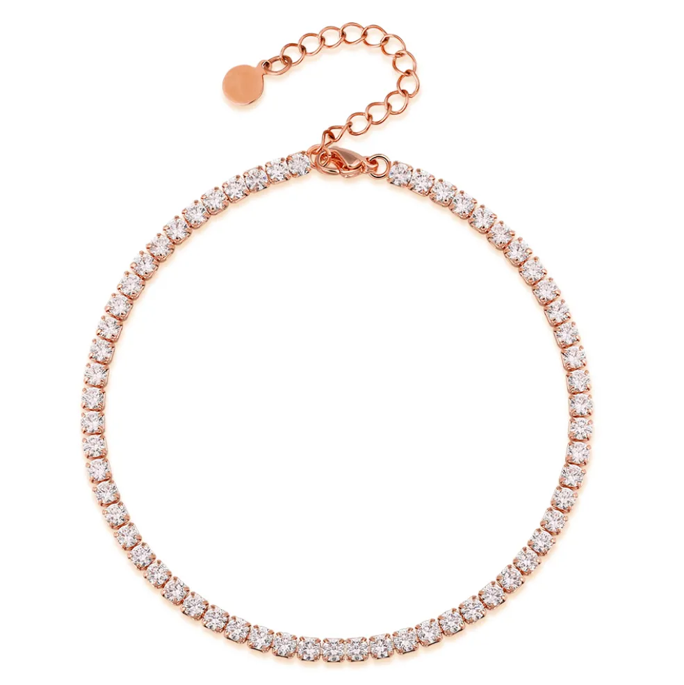 Anna K Jewelry - Fotlänk Kristall Tennis Rosé