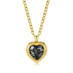 Anna K Jewelry - Halsband Crystal Heart Svart