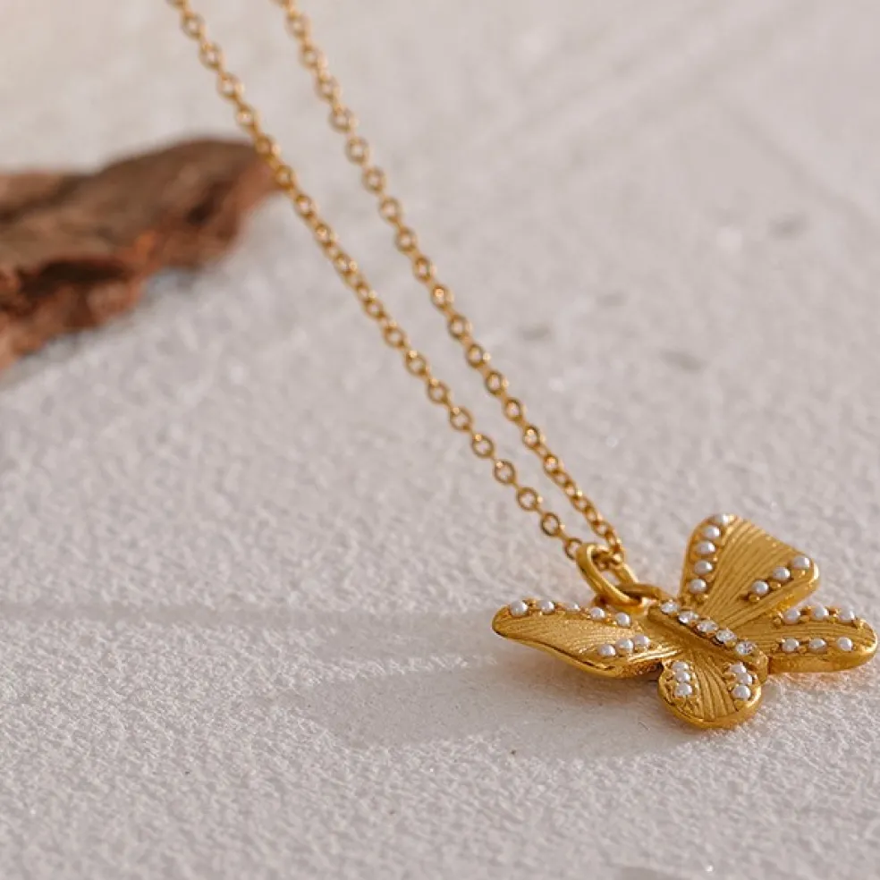 Anna K Jewelry - Halsband Fashion Pearl Butterfly