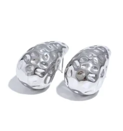 Anna K Jewelry - Örhängen Chunky Drop Hammered Stål