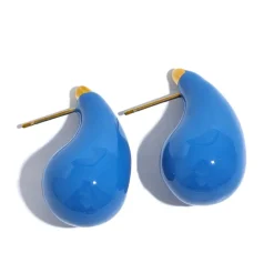 Anna K Jewelry - Örhängen Chunky Drop Enamel Blå