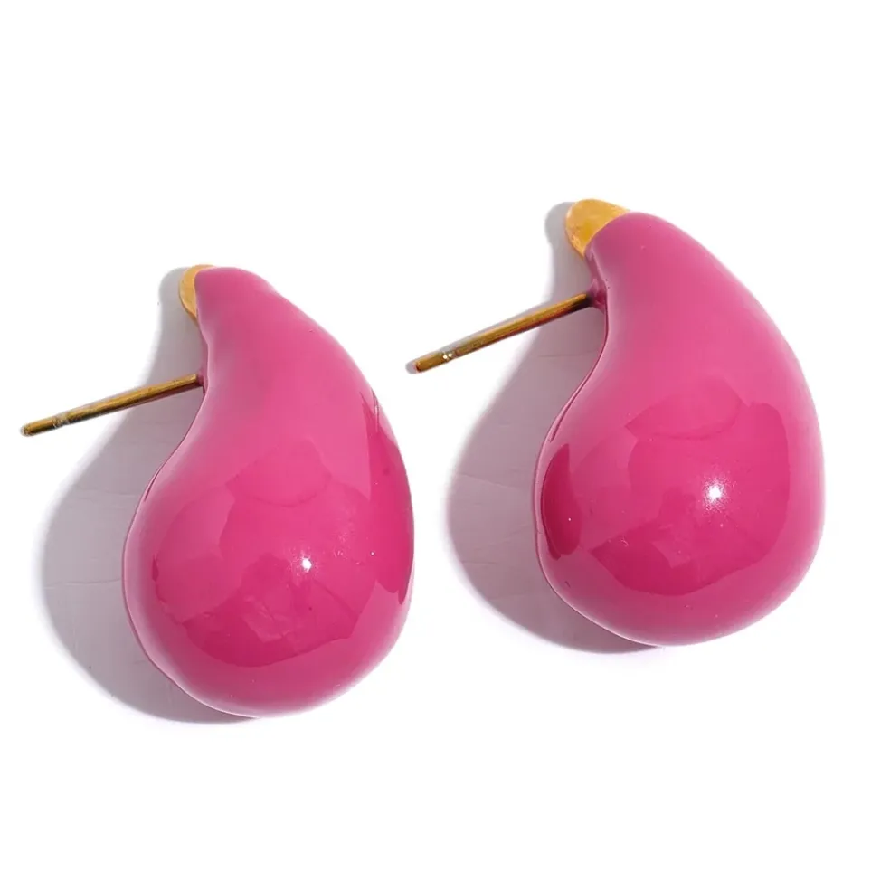 Anna K Jewelry - Örhängen Chunky Drop Enamel Rosa