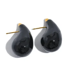 Anna K Jewelry - Örhängen Chunky Drop Enamel Svart