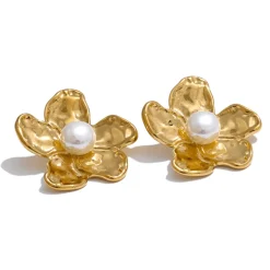 Anna K Jewelry - Örhängen Flowerpearl Guld