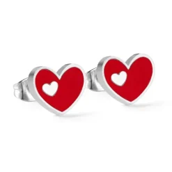 Anna K Jewelry - Örhängen Hjärtan Stål Röd