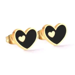 Anna K Jewelry - Örhängen Hjärtan Guld Svart