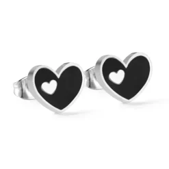 Anna K Jewelry - Örhängen Hjärtan Stål Svart