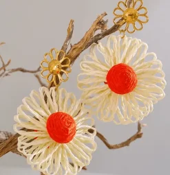 Anna K Jewelry - Örhängen Raffia Orange