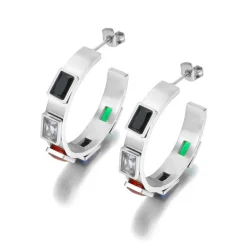 Anna K Jewelry - Örhängen Sparkling Square Stål Mix