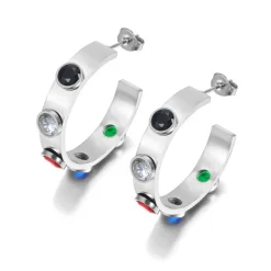 Anna K Jewelry - Örhängen Sparkling Round Stål Mix