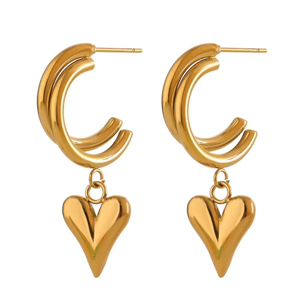 Anna K Jewelry - Örhängen Steel My Heart Guld