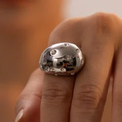 Anna K Jewelry - Ring Chunky Drop Crystal Stål