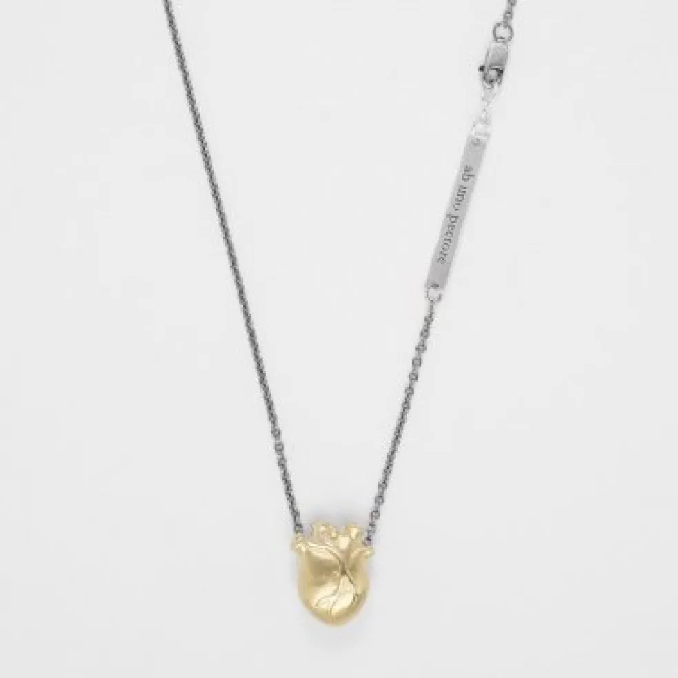 Björg Jewellery - Halsband Anatomiskt Hjärta Medium Kort Svart Guld