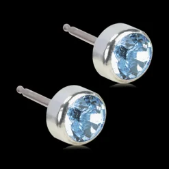 Blomdahl - Örhängen Bezel Titan Silver Blå