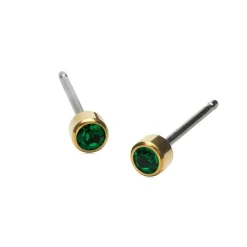 Blomdahl - Örhängen Bezel Titan Guld Grön