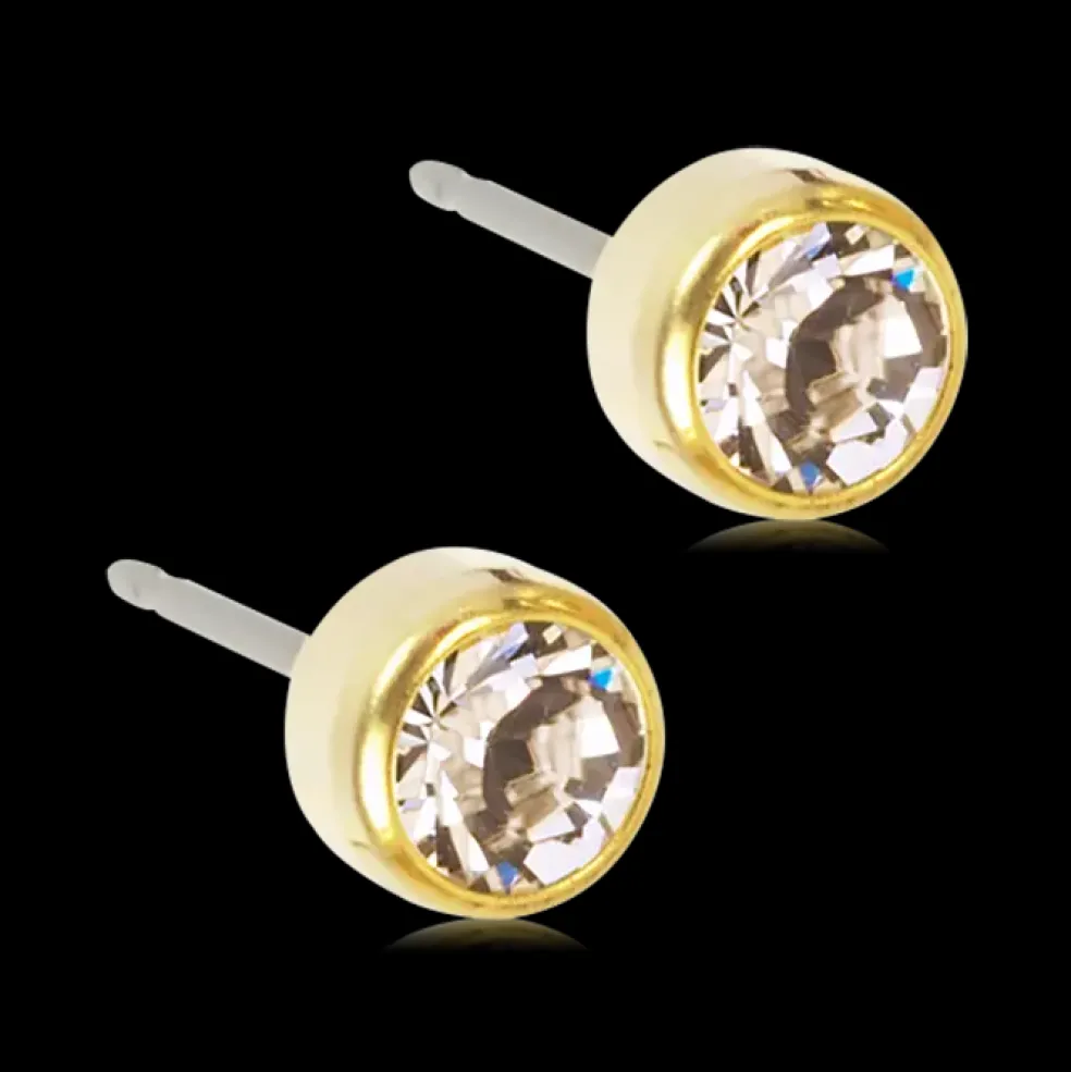 Blomdahl - Örhängen Bezel Titan Guld Klar