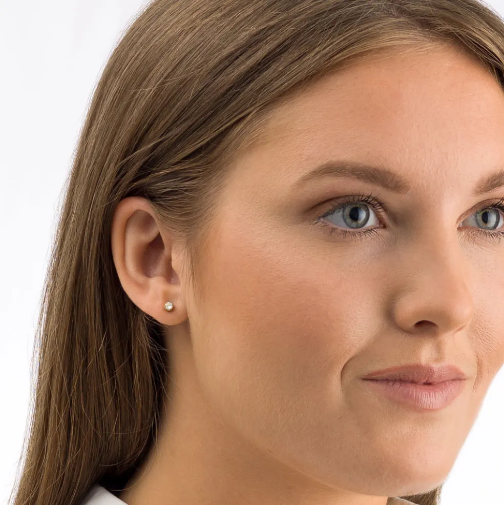 Blomdahl - Örhängen Bezel Titan Guld Klar