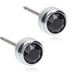 Blomdahl - Örhängen Bezel Titan Silver Svart