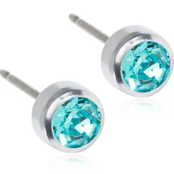 Blomdahl - Örhängen Bezel Titan Silver Turkose