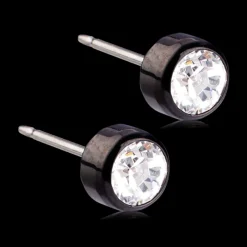 Blomdahl - Örhängen Bezel Titan Svart Klar