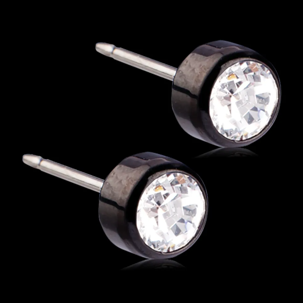 Blomdahl - Örhängen Bezel Titan Svart Klar