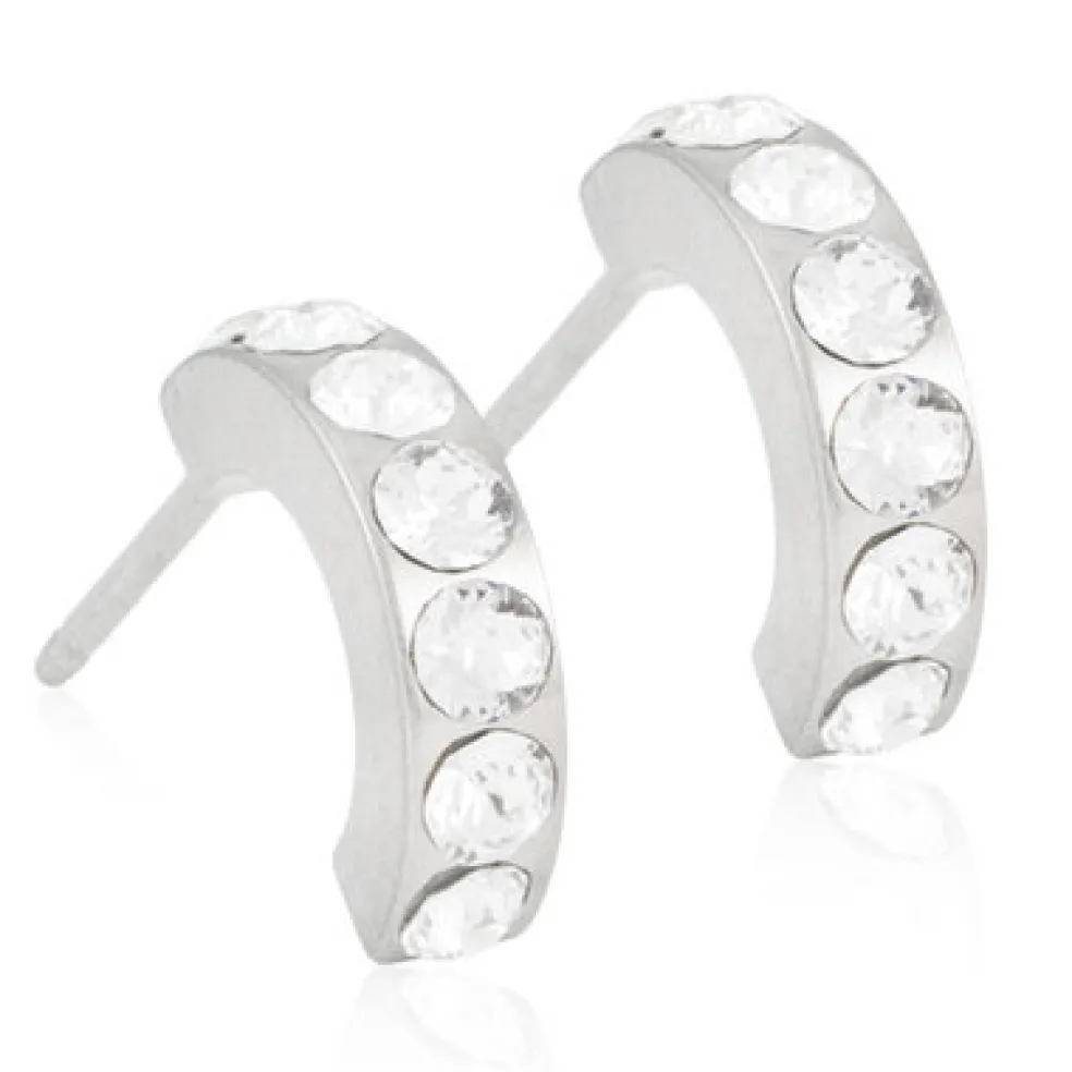 Blomdahl - Örhängen Brilliance Curved Medium Titan Klar