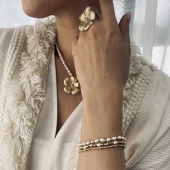 Bud To Rose - Armband Karma 3-Pack Guld Pärlor