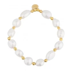 Bud To Rose - Armband Pearl Elastic Guld