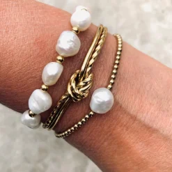 Bud To Rose - Armband Pearl Elastic Guld