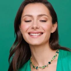 Caroline Svedbom - Halsband Noora Mini Rhodium Green Combo Limited Edition