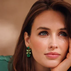 Caroline Svedbom - Örhängen Mini Dione Guld Majestic Green Combo