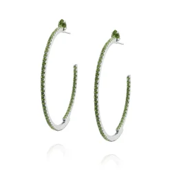 Caroline Svedbom - Örhängen Crystal Loop Rhodium Grön