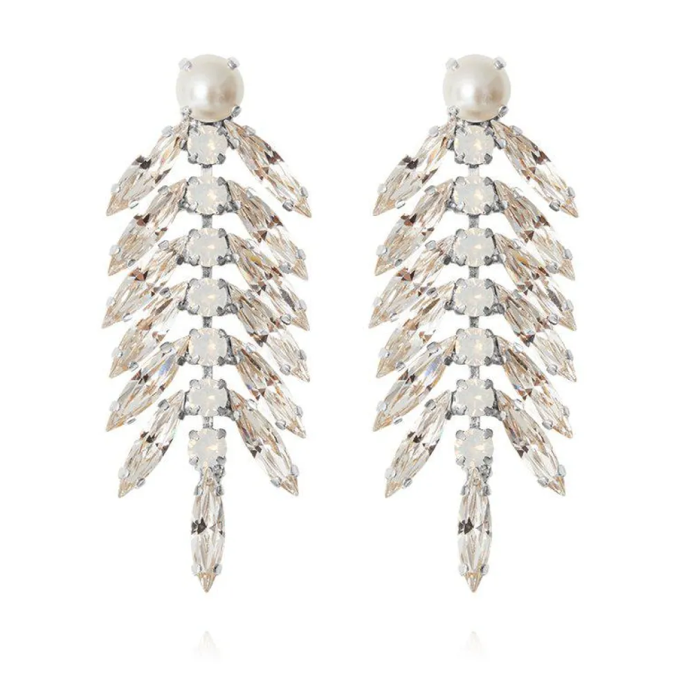 Caroline Svedbom - Örhängen Pearl Feather Crystal Rhodium