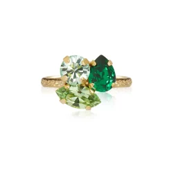 Caroline Svedbom - Ring Ana Guld Majestic Green Combo
