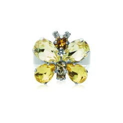 Caroline Svedbom - Ring Butterfly Rhodium Yellow Combo
