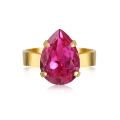 Caroline Svedbom - Ring Mini Drop Guld Fuchsia