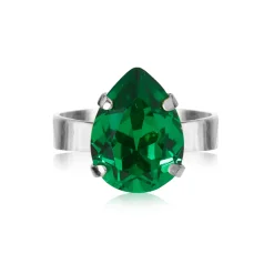 Caroline Svedbom - Ring Mini Drop Rhodium Majestic Green