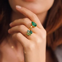 Caroline Svedbom - Ring Mini Drop Rhodium Majestic Green