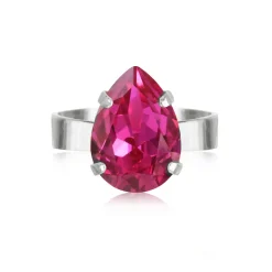 Caroline Svedbom - Ring Mini Drop Rhodium Fuchsia