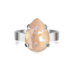 Caroline Svedbom - Ring Mini Drop Rhodium Ivory Cream Delite