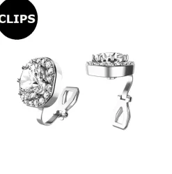Clipsörhängen - Stål Halo CZ Silver