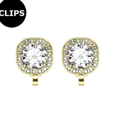 Clipsörhängen - Stål Halo CZ Guld