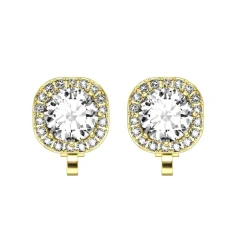 Clipsörhängen - Stål Halo CZ Guld