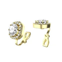 Clipsörhängen - Stål Halo CZ Guld