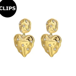 Clipsörhängen - Stål Hjärtan Guld