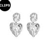 Clipsörhängen - Stål Hjärtan Silver